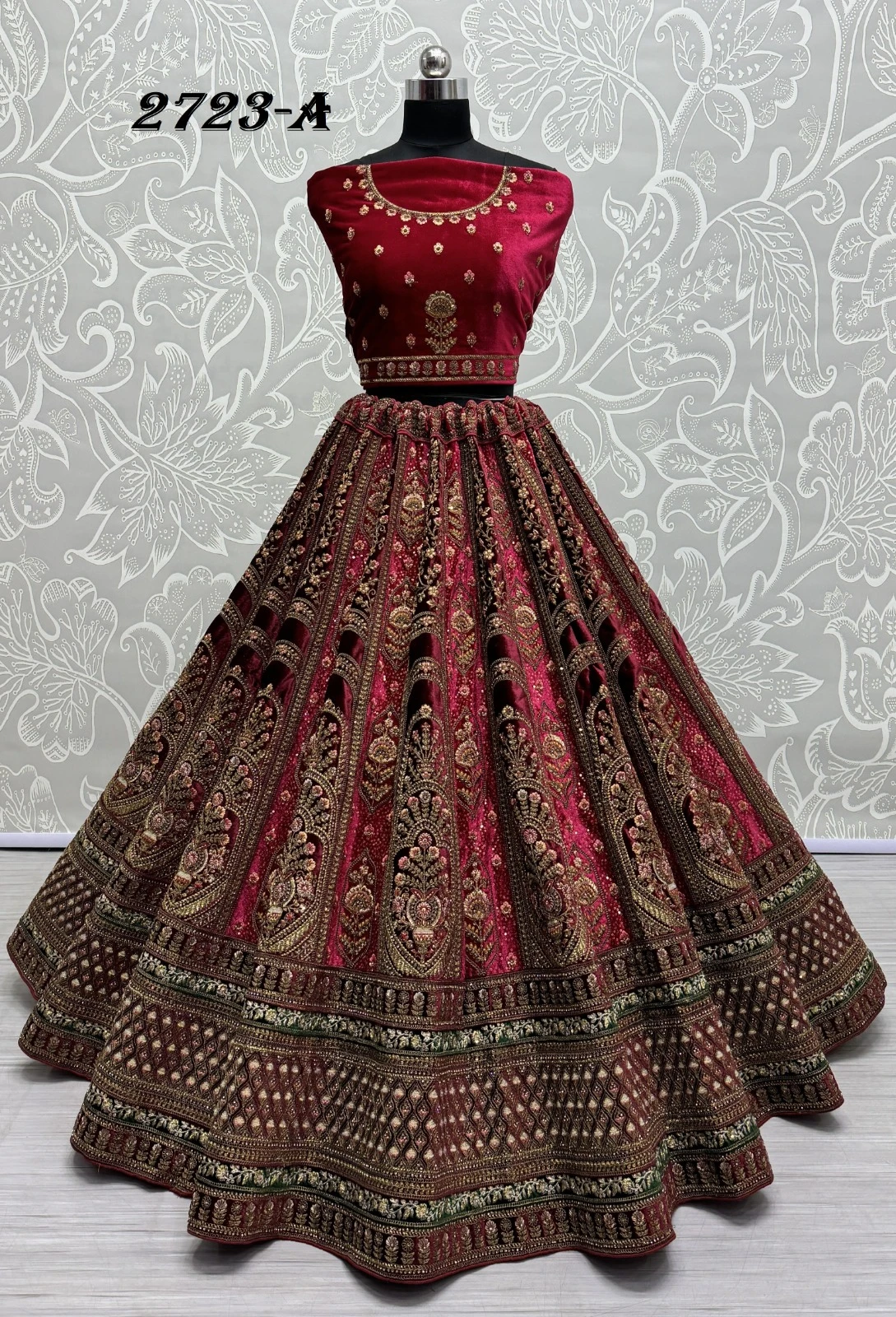 Anjani Art 2723A & 2723B Velvet Wholesale Lehenga Catalog — Wholesale Lehenga, MPA wholesale from Surat — Photo 7